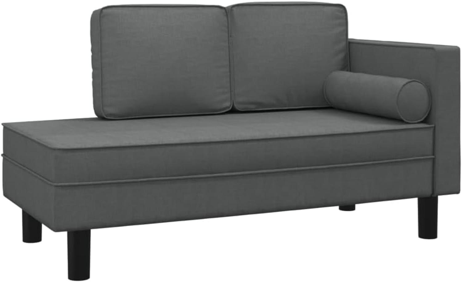 vidaXL Chaiselongue mit Kissen und Nackenrolle Dunkelgrau Stoff Bild 1