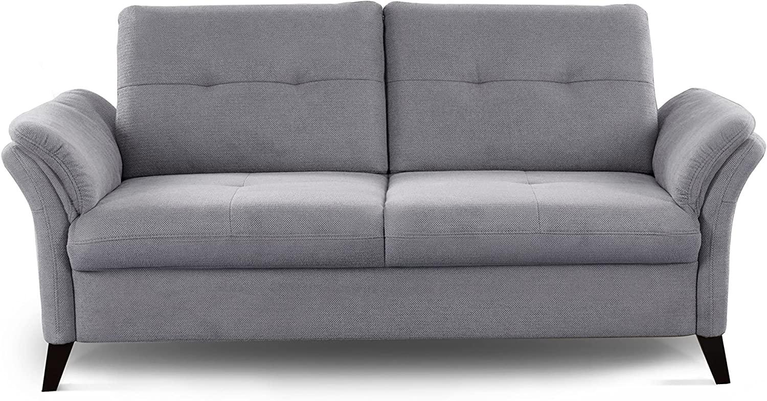 CAVADORE 3er Sofa Grönland / Skandinavische 3-Sitzer-Couch mit Federkern + Sitztiefenverstellung / 193 x 90 x 102 / Flachgewebe, Grau Bild 1