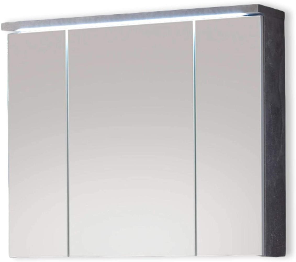 Stella Trading POOL Spiegelschrank Bad mit LED-Beleuchtung in Beton-Optik, Weiß - Moderner Badezimmerspiegel Schrank mit viel Stauraum - 80 x 69 x 20 cm (B/H/T) Bild 1