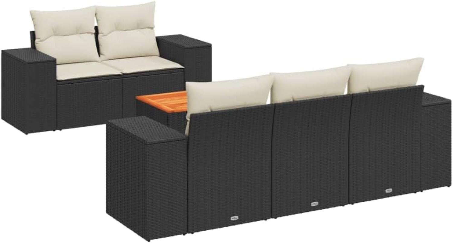 vidaXL 6-tlg. Garten-Sofagarnitur mit Kissen Schwarz Poly Rattan Bild 1