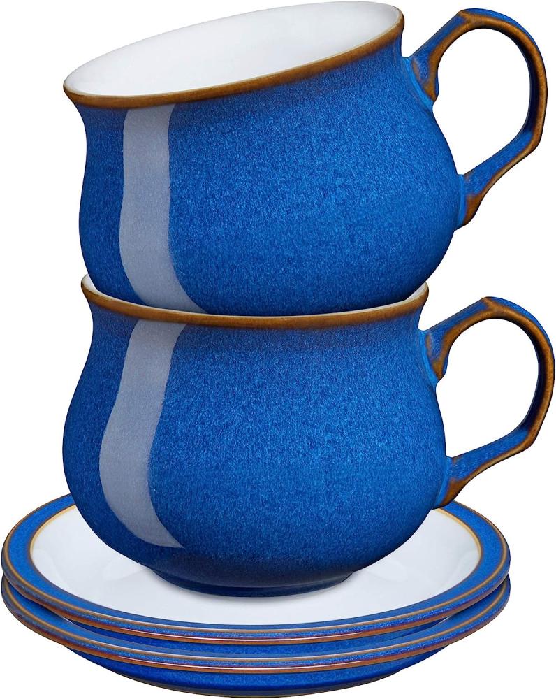 Denby 001048701 Teetasse mit Untertassenn, Steingut, Blau Bild 1