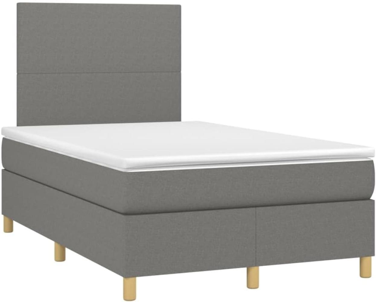 vidaXL Boxspringbett mit Matratze Dunkelgrau 120x200 cm Stoff, Härtegrad: H2 [3142162] Bild 1