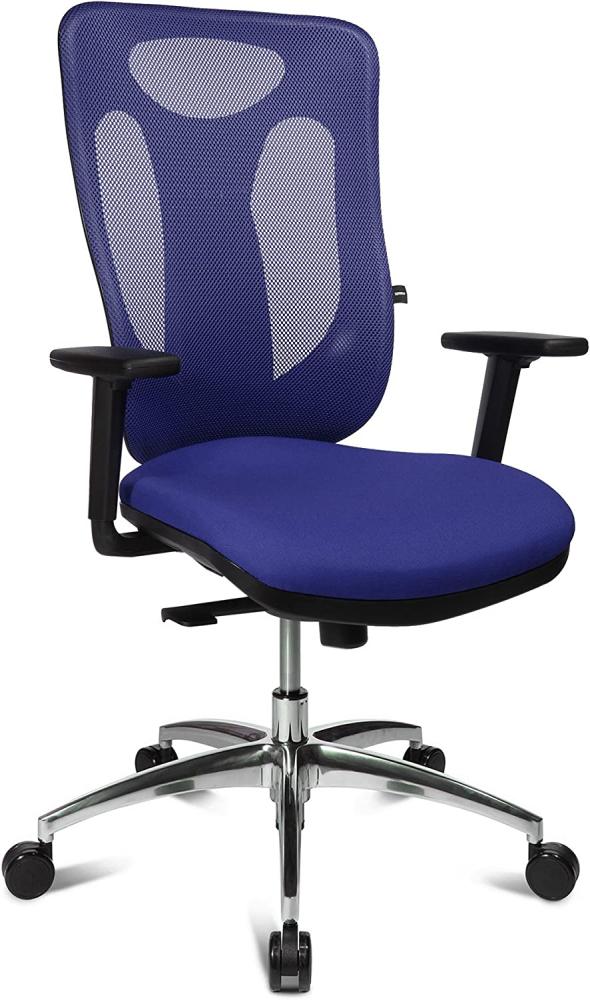 Topstar Sitness Net Pro 100, ergonomischer Bürostuhl, Schreibtischstuhl, Punktsynchronmechanik, inkl. höhenverstellbaren Armlehnen, Stoff, blau Bild 1