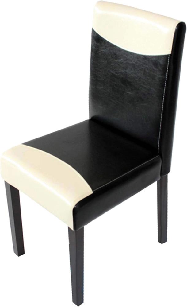 Esszimmerstuhl Littau, Küchenstuhl Stuhl, Kunstleder ~ schwarz/weiß, dunkle Beine Bild 1