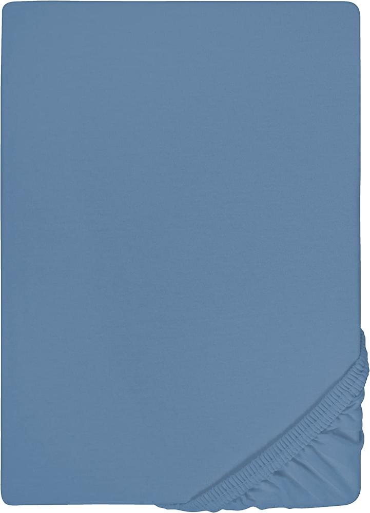 Biberna Jersey Elasthan Spannbettlaken Spannbetttuch 90x190 cm - 100x220 cm Azurblau Bild 1