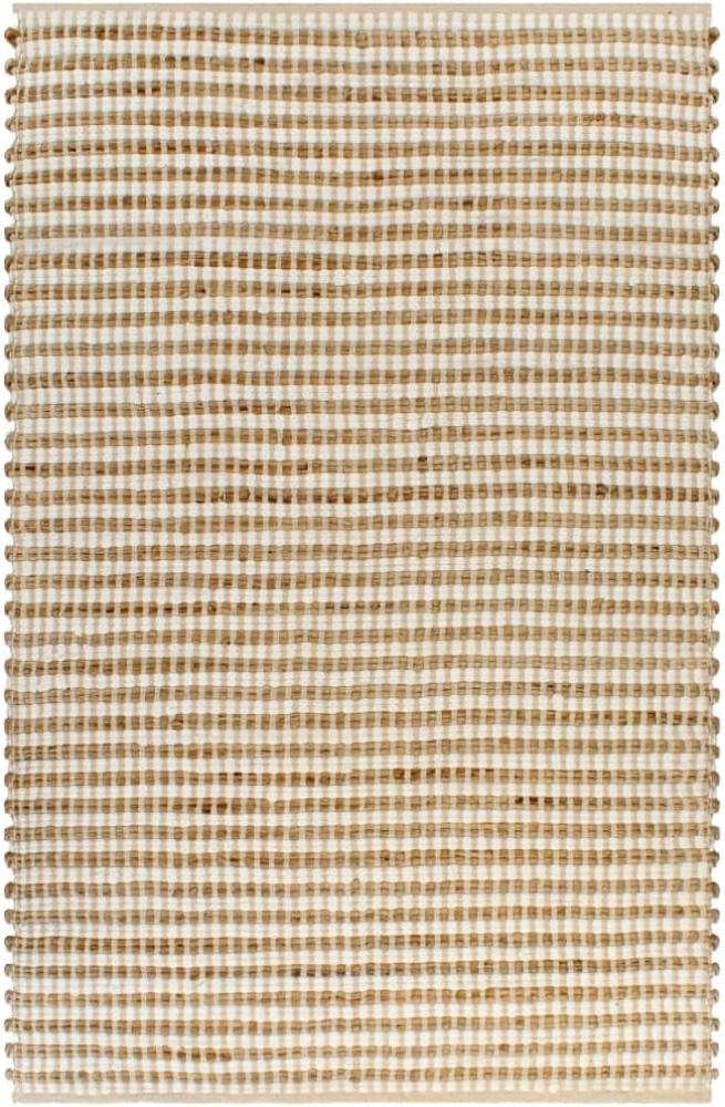 vidaXL Handgewebter Teppich Jute Stoff 120 x 180 cm Natur und Weiß [133213] Bild 1