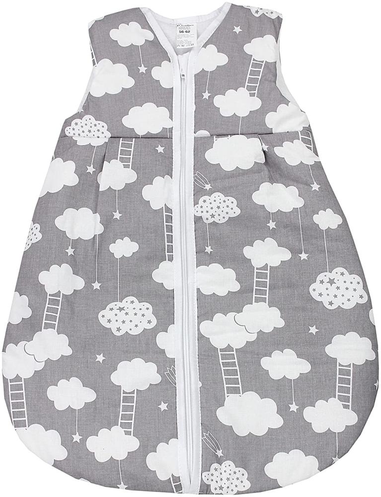 TupTam Baby Ganzjahres Schlafsack Ärmellos Wattiert, Farbe: Wolken Grau, Größe: 56-62 Bild 1