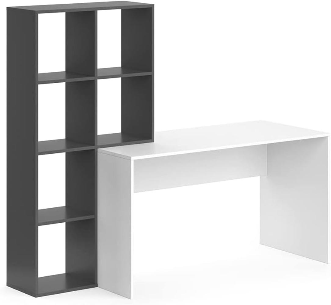 Vicco 'Mara' Schreibtisch mit Regal, weiß/ schwarz, 166,8 x 143 x 59 cm Bild 1