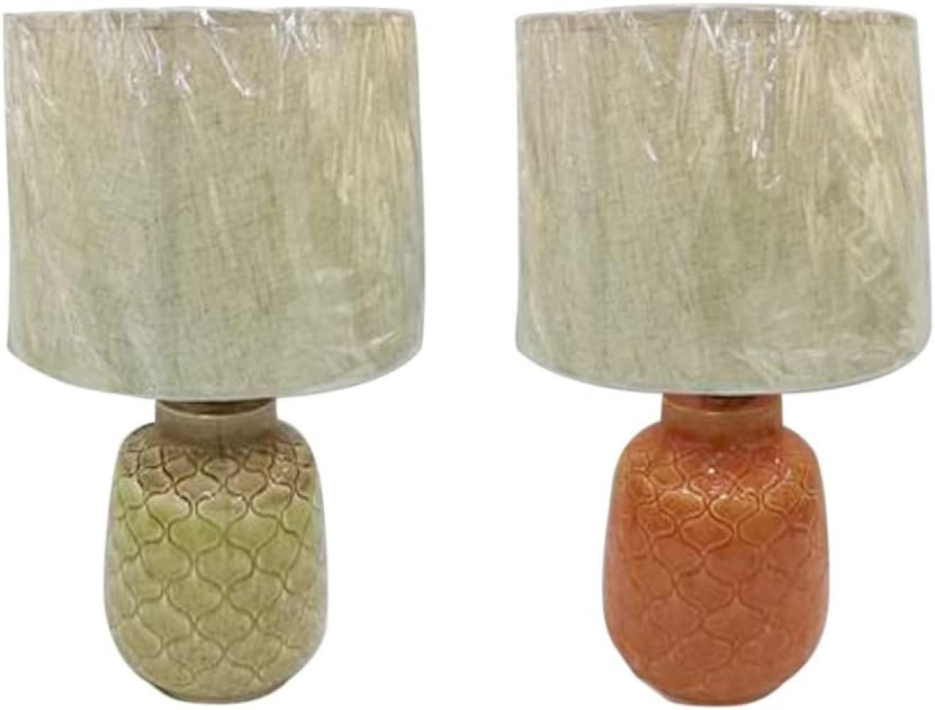 Tischlampe DKD Home Decor Porzellan Beige Orange grün 220 V 50 W 32 x 32 x 53 cm (2 Stück) Bild 1