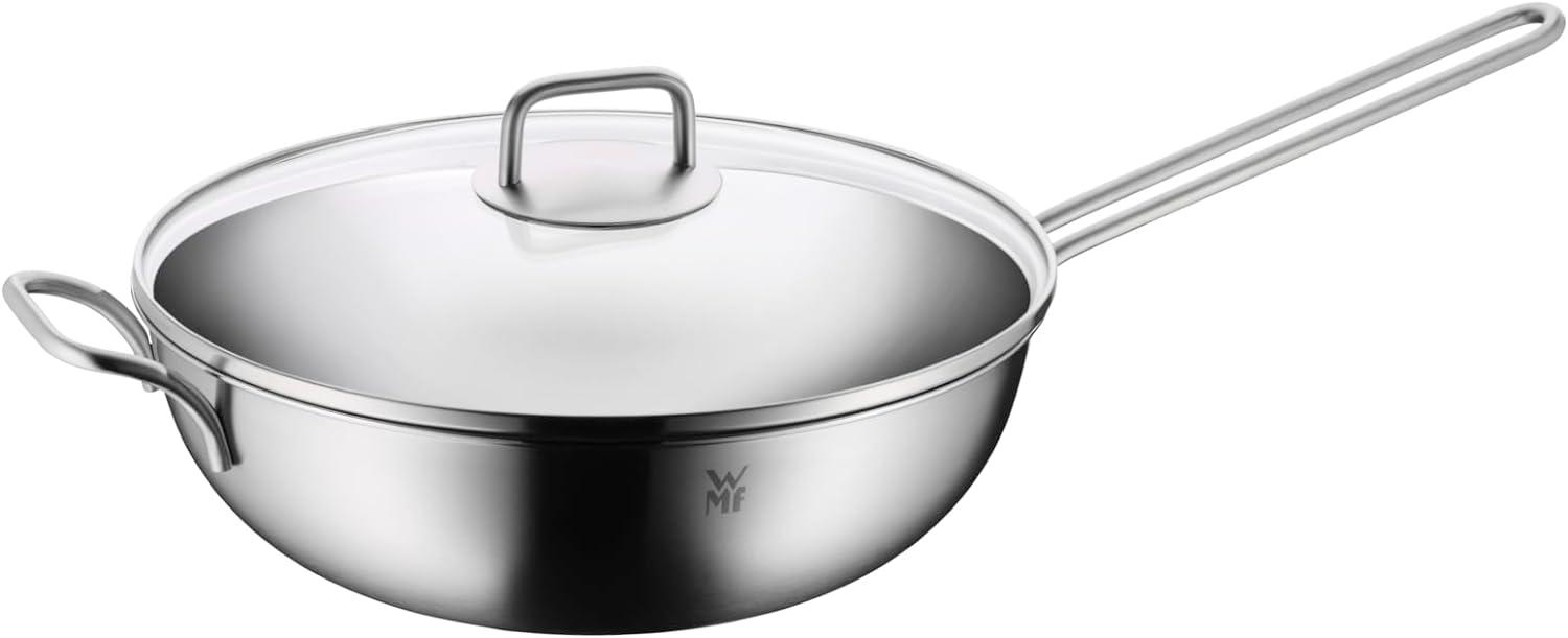 WMF SELECTit! X-Ply Wok mit Glasdeckel, 30cm, Cromargan® Edelstahl poliert, unbeschichtet Bild 1