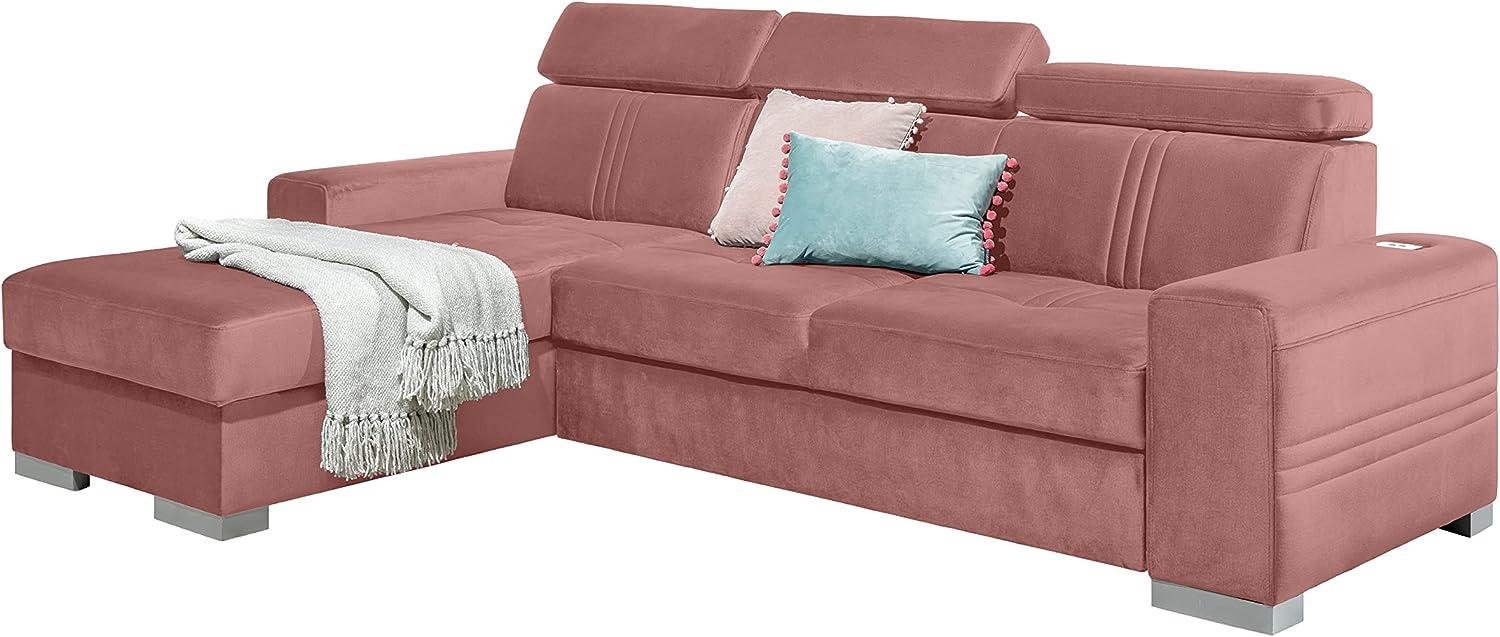 99rooms Neilo Ecksofa Velours ESITO Rosa Links mit Bild 1