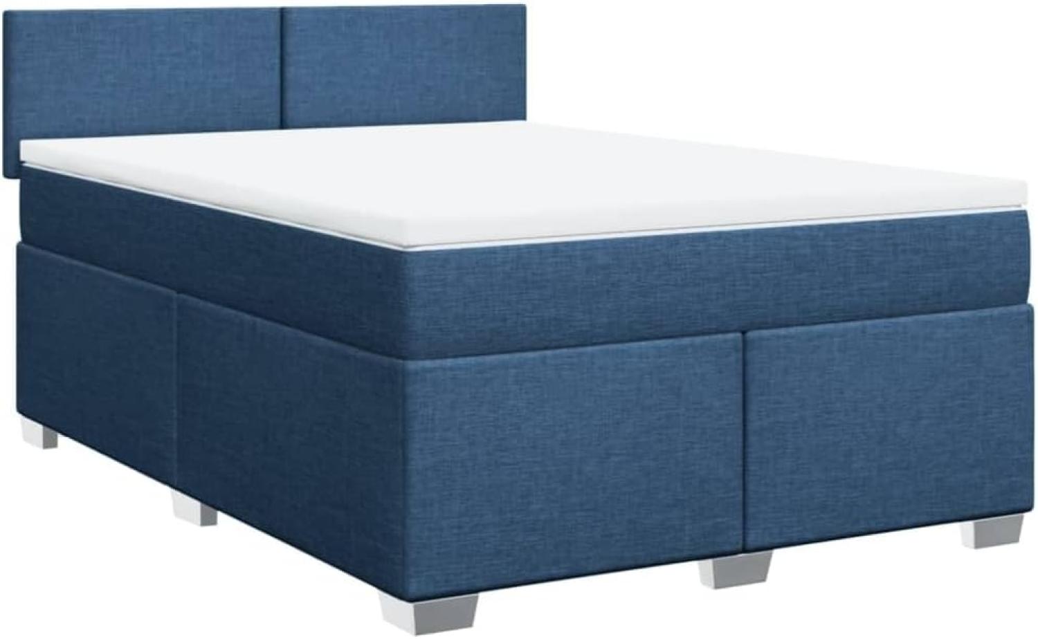 Boxspringbett mit Matratze Blau 160x200 cm Stoff 3288238 Bild 1