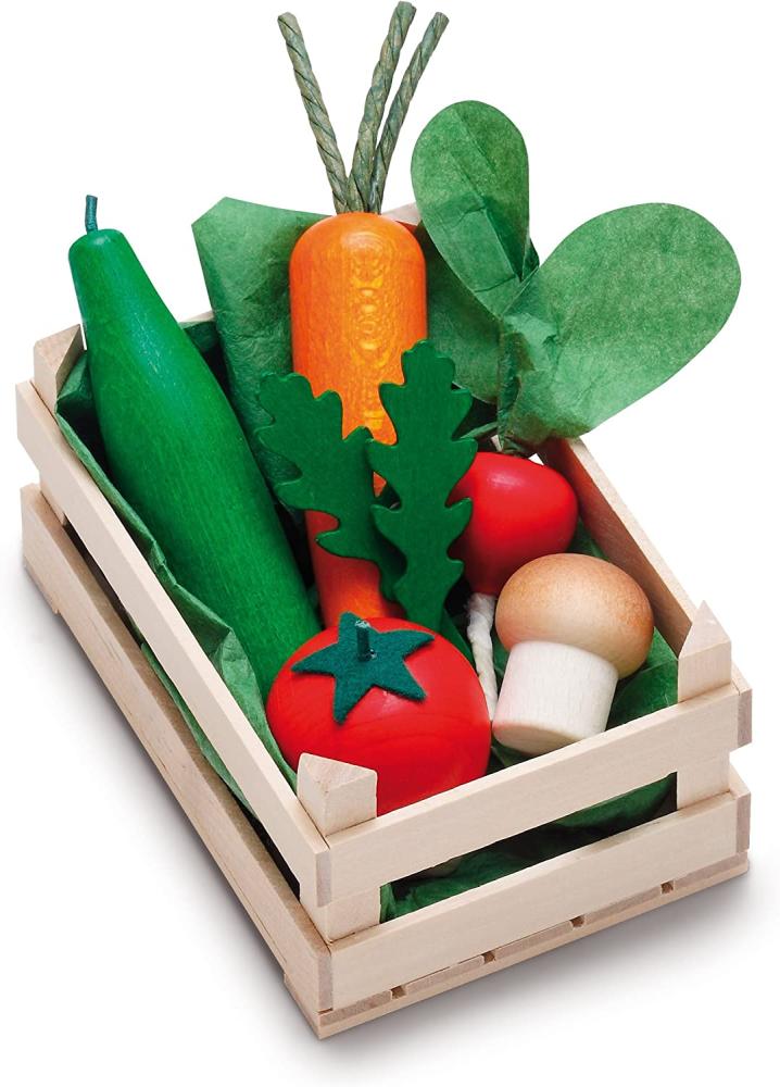 Erzi 28241 Sortiment \"Gemüse\" in Kiste Holz für Kaufladen Bild 1