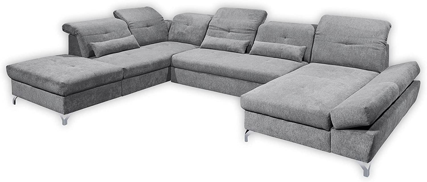 Couch MELFI L Sofa Schlafcouch Wohnlandschaft Schlaffunktion grau U-Form links Bild 1