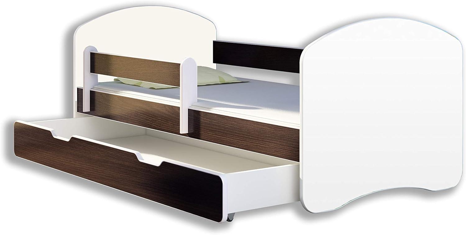 Kinderbett Jugendbett mit einer Schublade und Matratze Weiß ACMA II (180x80 cm + Schublade, Holz Wenge) Bild 1