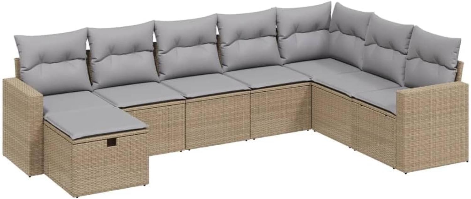 vidaXL 8-tlg. Garten-Sofagarnitur mit Kissen Beige Poly Rattan Bild 1