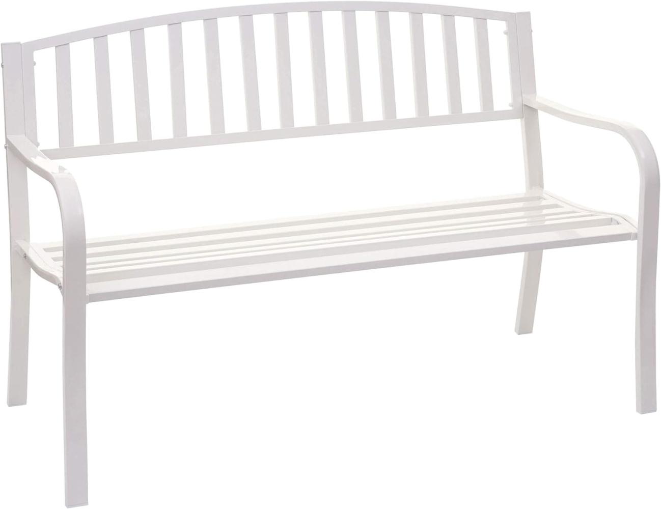 Gartenbank HWC-F43, Bank Parkbank Sitzbank, 2-Sitzer pulverbeschichteter Stahl ~ weiß Bild 1