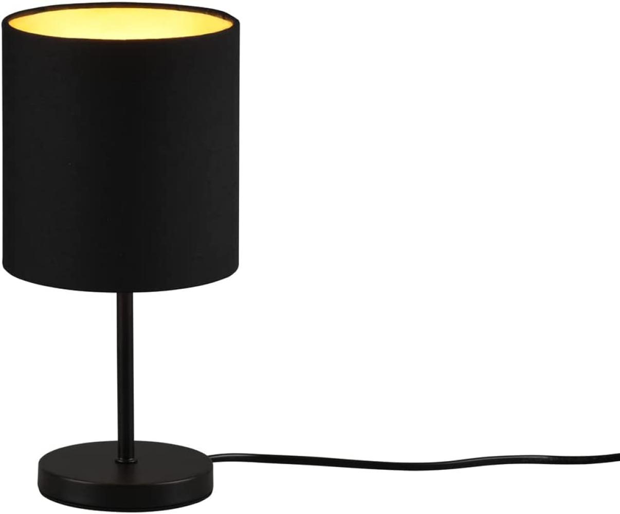 LED Tischleuchte mit Stoffschirm in Schwarz innen Gold, 28cm hoch Bild 1