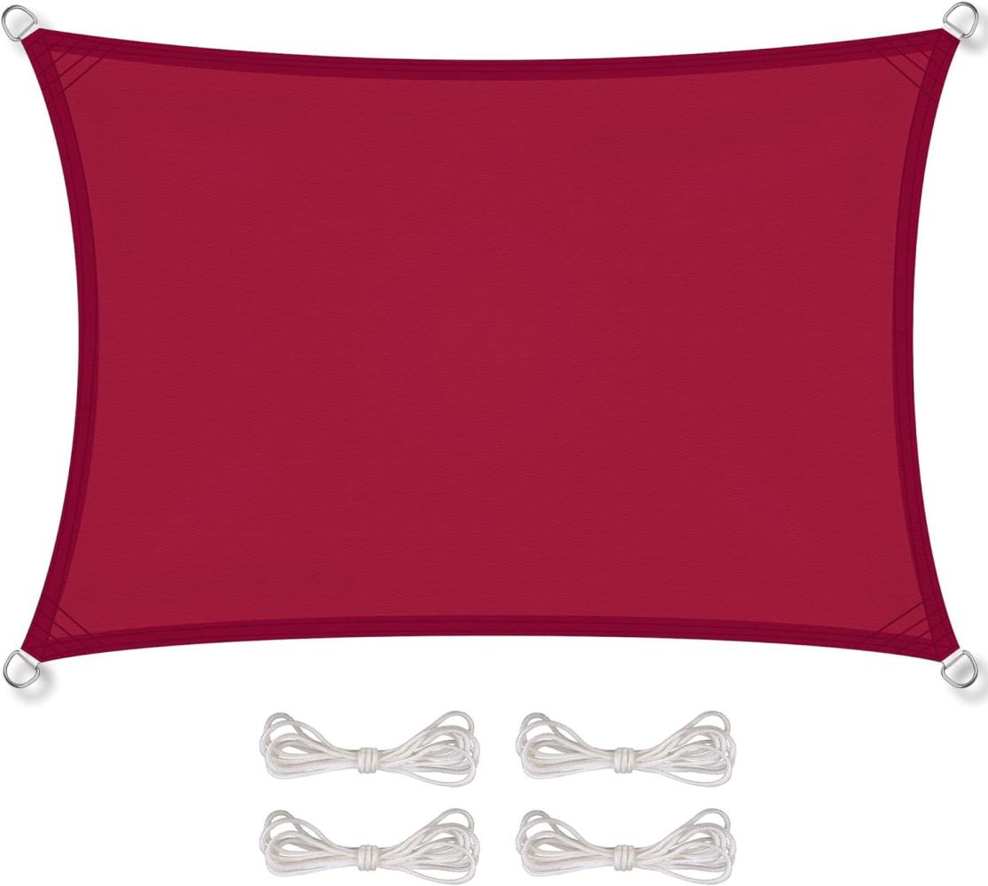 CelinaSun Sonnensegel inkl Befestigungsseile Premium PES Polyester wasserabweisend imprägniert Rechteck 2,5 x 3,5 m rot Bild 1