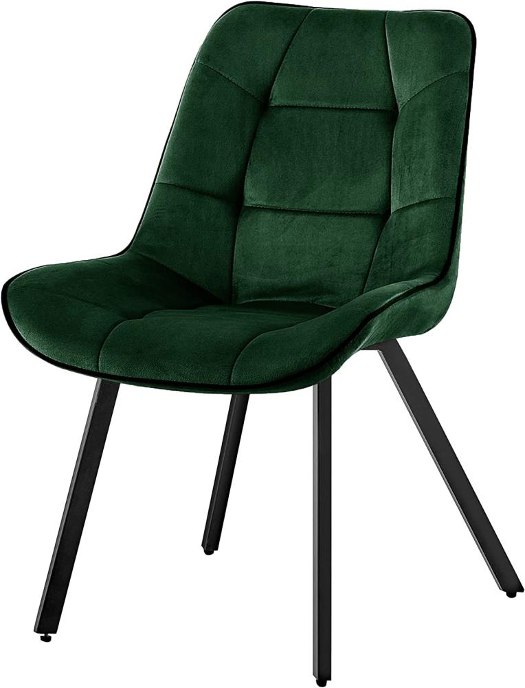 Samtstühle Stoffstühle Polsterstuhl Esszimmerstühle Küchenstühle aus Samt Metallbeine Grün 1 St. Bild 1