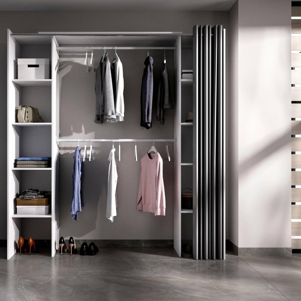 Dmora Manaslu, Struktur für begehbaren Kleiderschrank, Schrank offen, 180x50h205 cm, Weiß und Grau Bild 1