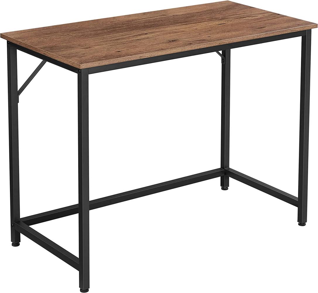 VASAGLE Schreibtisch, Computertisch, schmaler Bürotisch, 100 x 50 x 75 cm, Arbeitszimmer, Homeoffice, Büro, einfacher Aufbau, Metall, Industrie-Design, haselnussbraun-schwarz LWD041B03 Bild 1