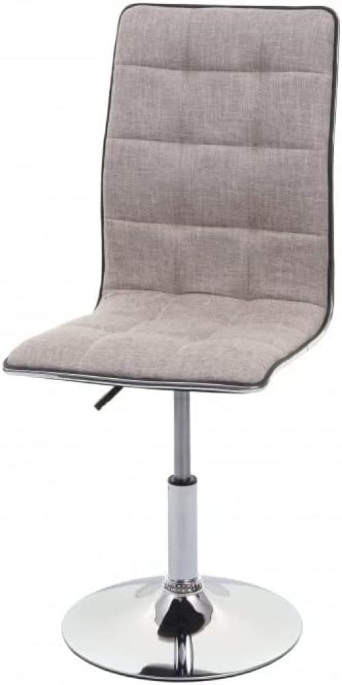 Esszimmerstuhl HWC-C41, Stuhl Küchenstuhl, höhenverstellbar drehbar, Stoff/Textil ~ creme-grau Bild 1
