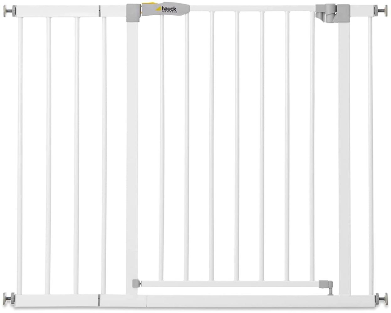 Hauck Open N Stop KD Türschutzgitter/Treppengitter, 96-101 cm, ohne Bohren/erweiterbar mit Verlängerungen von 9 cm und 21 cm bis 122 cm/ kombinierbar mit Y-Spindeln/ Metall/beidseitig schwenkbar/ weiß Bild 1