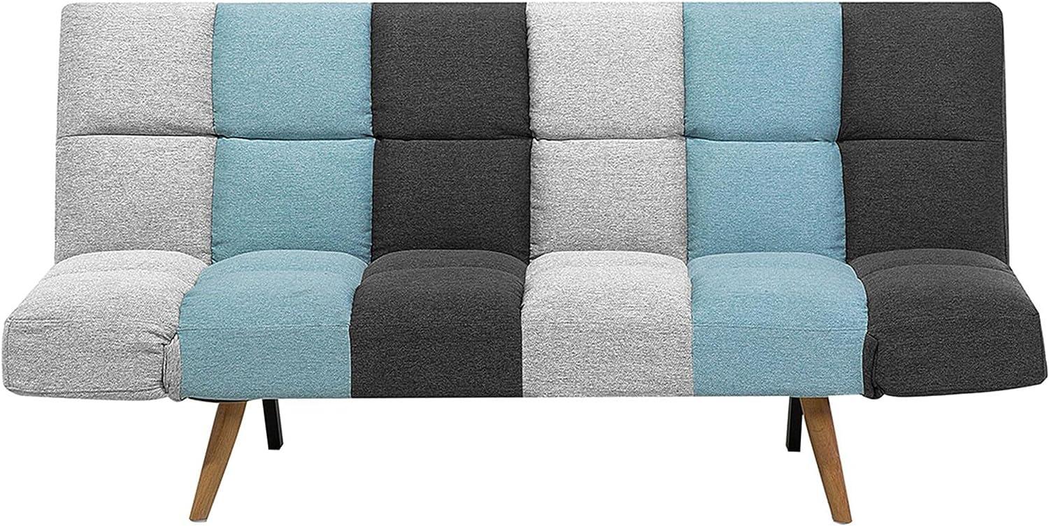 Schlafsofa 3-Sitzer Polsterbezug grau / blau Patchwork INGARO Bild 1