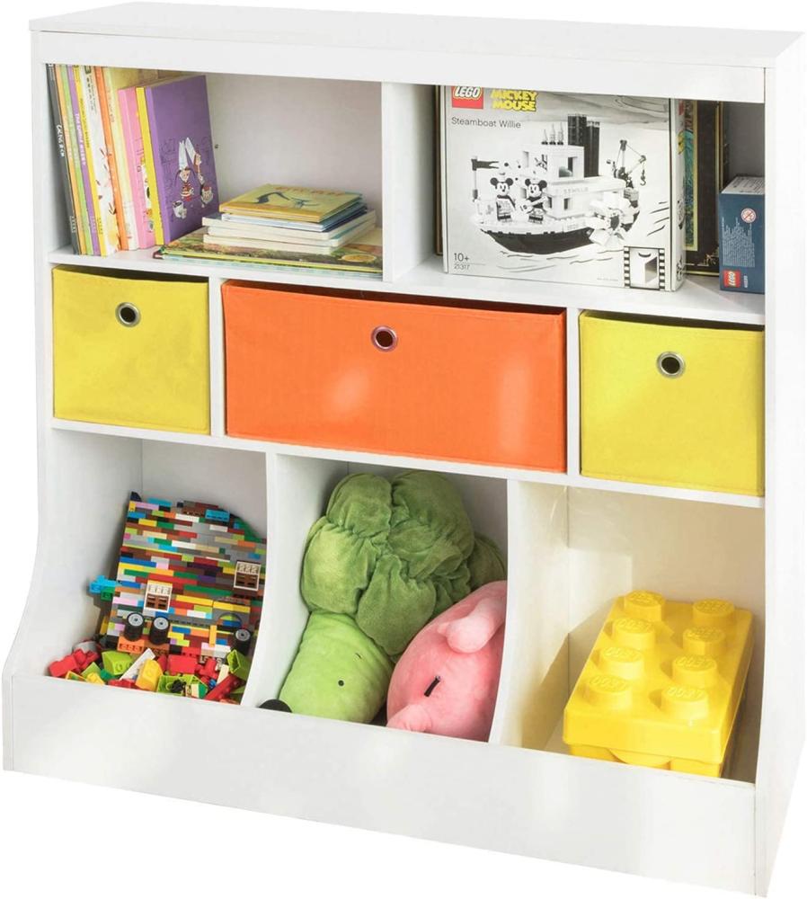 SoBuy Kinderbücherregal mit 5 Ablagefächern weiß und 3 Stoffboxen Bild 1