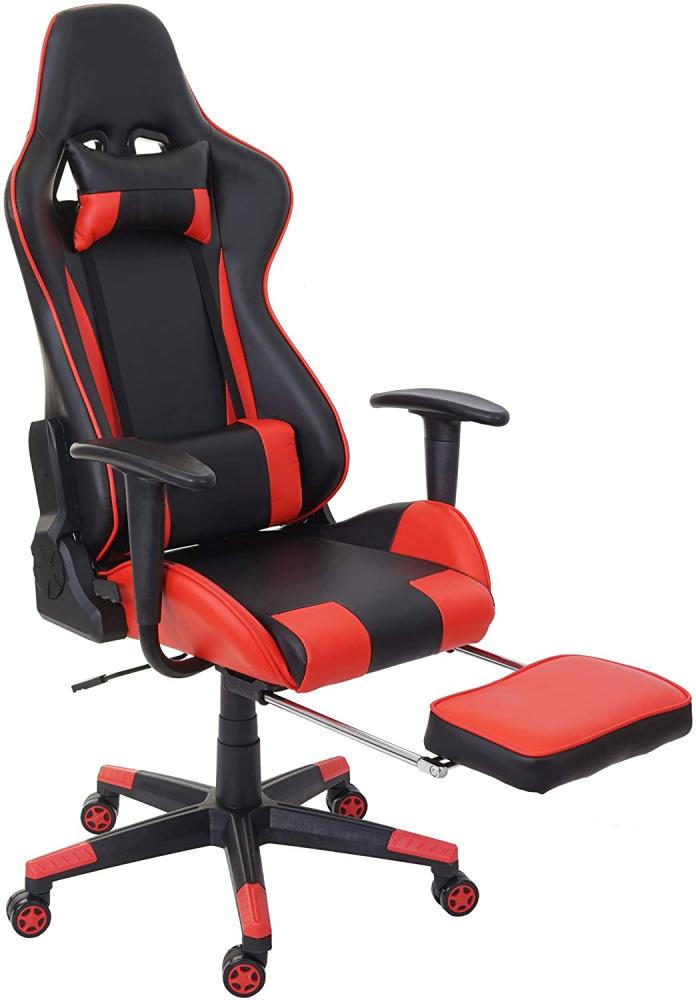 Relax-Bürostuhl HWC-D25 XXL, Schreibtischstuhl Gamingstuhl, 150kg belastbar Fußstütze ~ schwarz/rot Bild 1