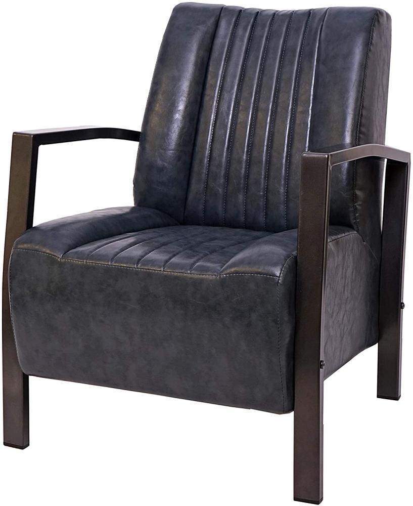 Sessel HWC-H10, Loungesessel Polstersessel Relaxsessel, Metall Industriedesign ~ vintage grau Bild 1