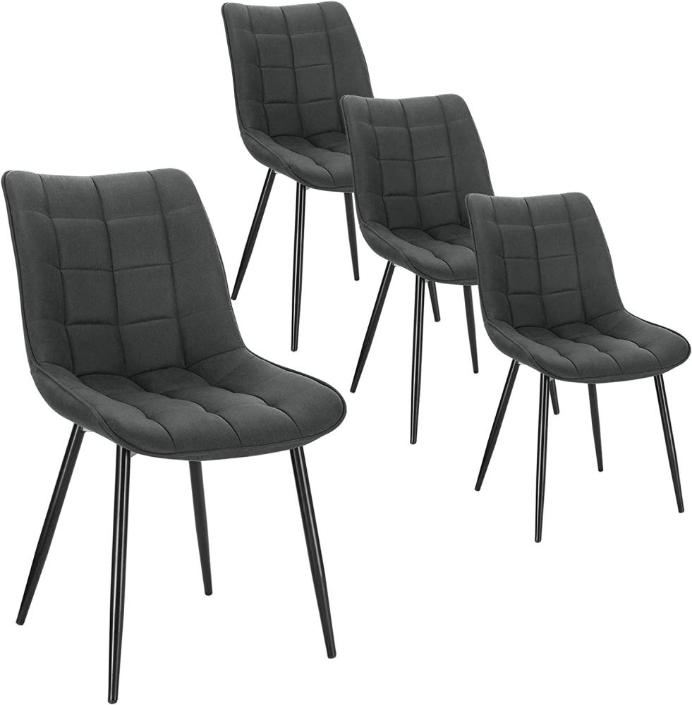 WOLTU 4 x Esszimmerstühle 4er Set Esszimmerstuhl Küchenstuhl Polsterstuhl Design Stuhl mit Rückenlehne, mit Sitzfläche aus Stoffbezug, Gestell aus Metall, Anthrazit, BH247an-4 Bild 1