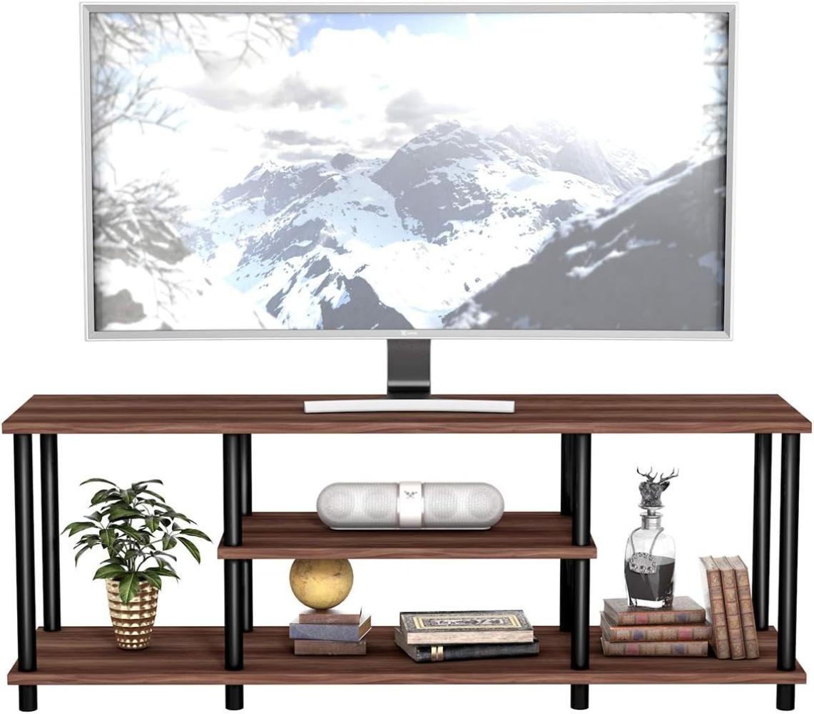 COSTWAY TV-Schrank Fernsehschrank TV-Regal mit Metallrahmen, Fernsehtisch Wohnzimmerschrank Küchenschrank 110cm breit Sideboard für Fernseher (Kaffee) Bild 1