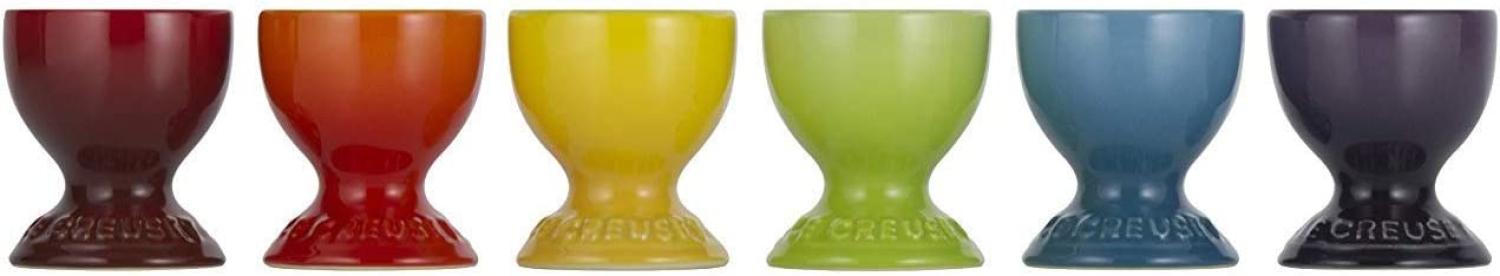 Eierbecher 6er Set Regenbogen Poterie Le Creuset Eierbecher - Backofen geeignet, Spülmaschinenfest Bild 1