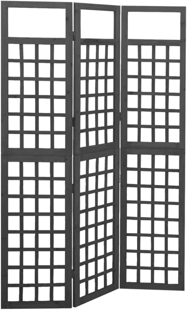 3-tlg. Paravent/Spalier Massivholz Tanne Schwarz 121x180 cm Bild 1