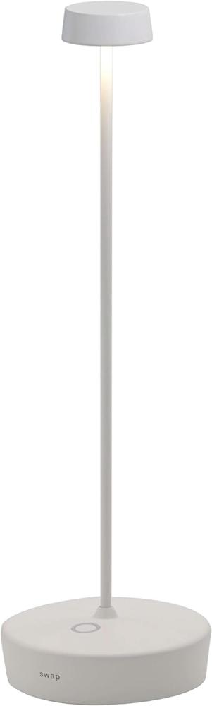 Zafferano, Swap Pro Lampe, Wiederaufladbare und Kabellose Tischlampe mit Touch Control, Geeignet für den Innen- und Außenbereich, Dimmer, 2700 K, Höhe 32,5 cm, Farbe Weiß Bild 1