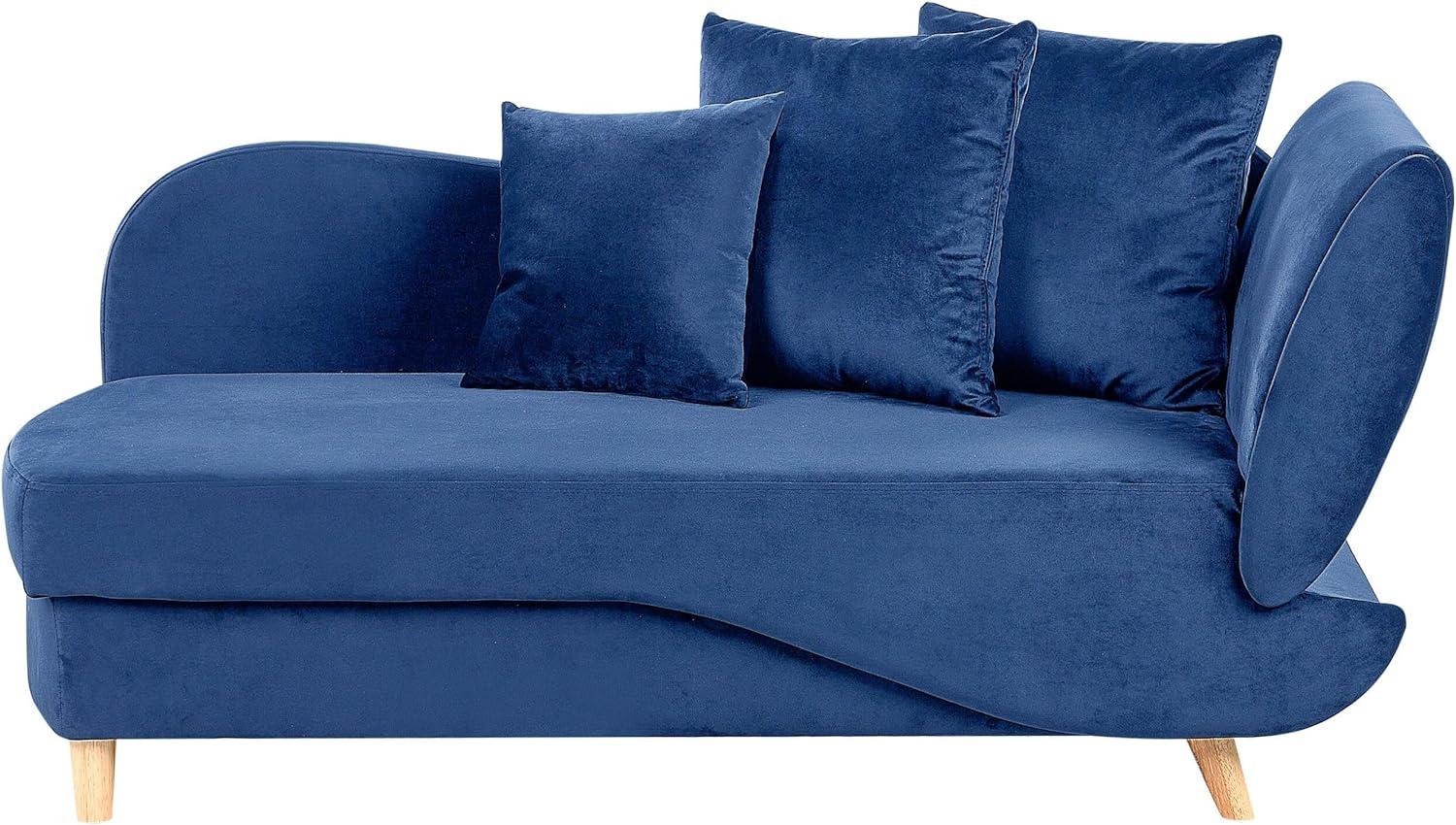 Chaiselongue Samtstoff marineblau mit Bettkasten rechtsseitig MERI II Bild 1