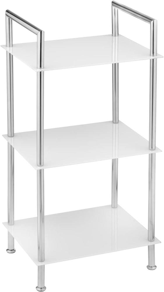 WENKO Badregal Style - 3 satinierte Glasablagen, Stahl, 37 x 71 x 28. 5 cm, Chrom Bild 1