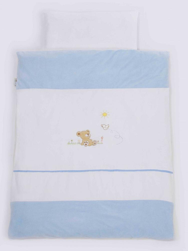 Easy Baby 'Niki Bear' Kinderbettwäsche 100 x 135 cm blau/weiß Bild 1