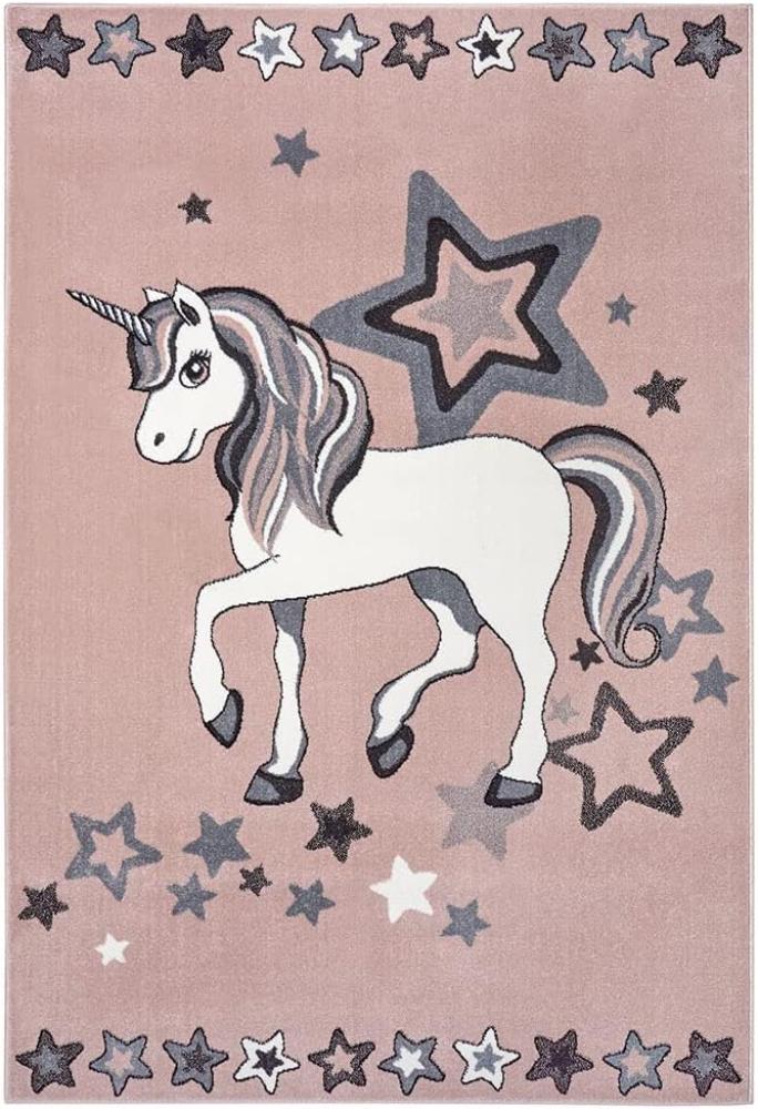 Kurzflor Kinderteppich Unicorn Dream - Pastel pink - 80x150x0,9cm Bild 1