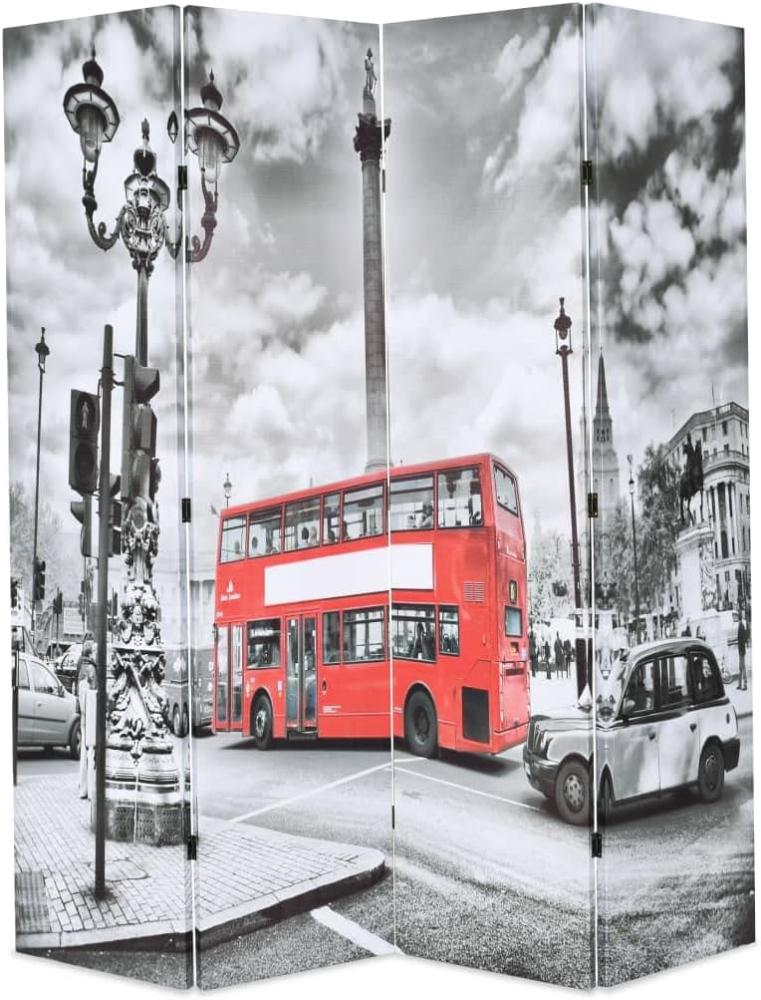 Raumteiler klappbar 160 x 170 cm London Bus Schwarz-Weiß Bild 1