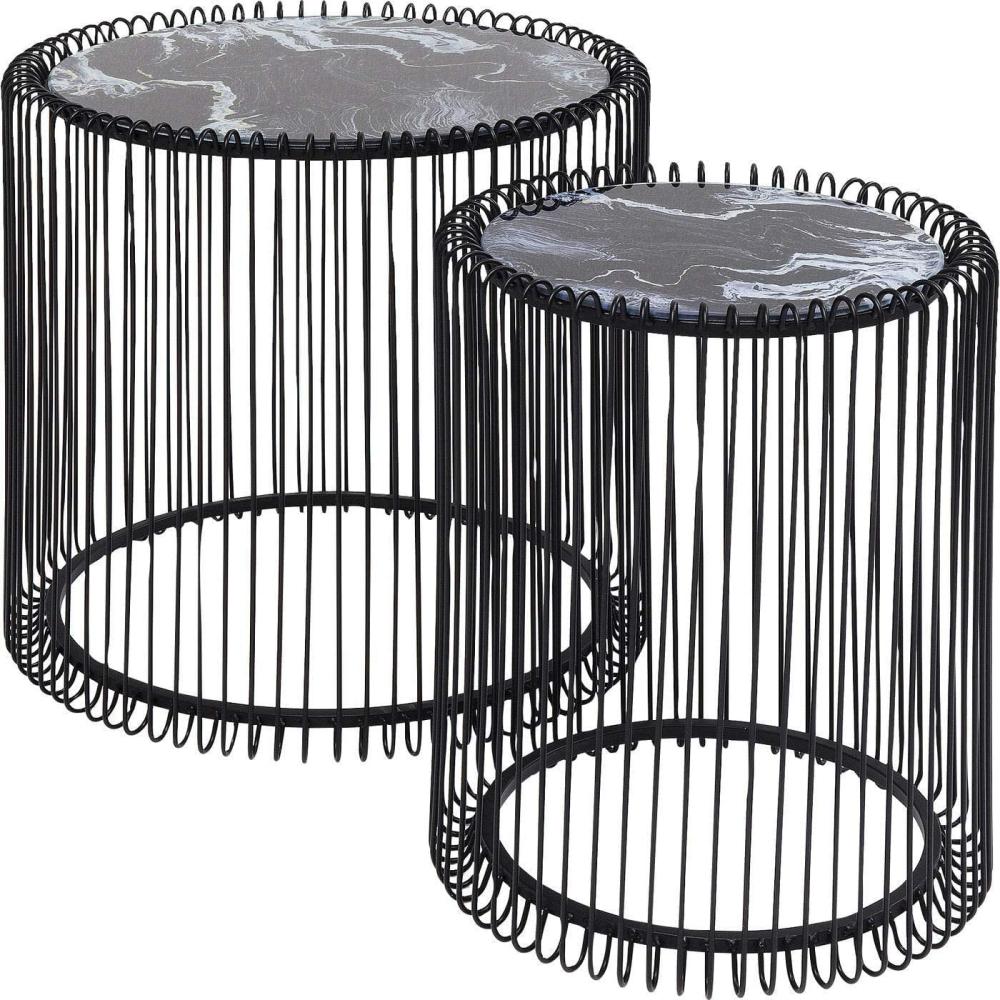 Kare Design Beistelltisch Wire Glas Marble, Schwarz/Weiß, (2/Set), 46x45x45cm Bild 1