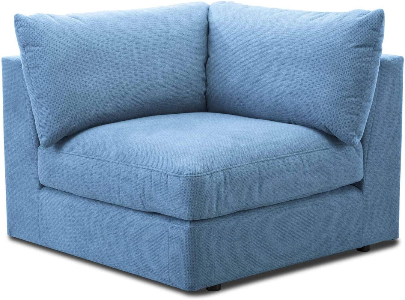 CAVADORE Sofa-Modul "Fiona" Spitzecke / Ecke für Wohnlandschaft oder XXL-Sessel / 107 x 90 x 107 / Webstoff hellblau Bild 1