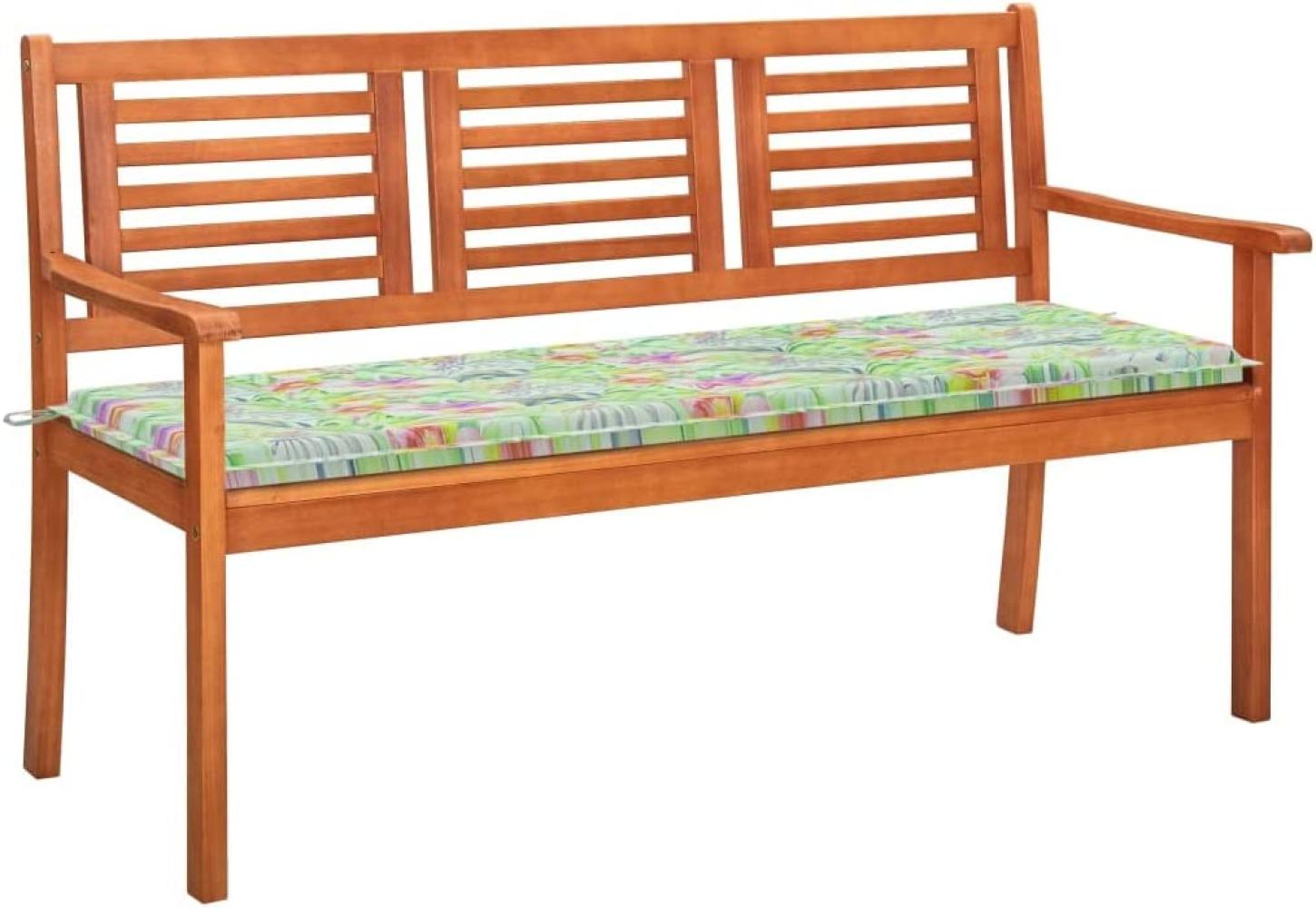 3-Sitzer-Gartenbank mit Auflage 150 cm Massivholz Eukalyptus Bild 1