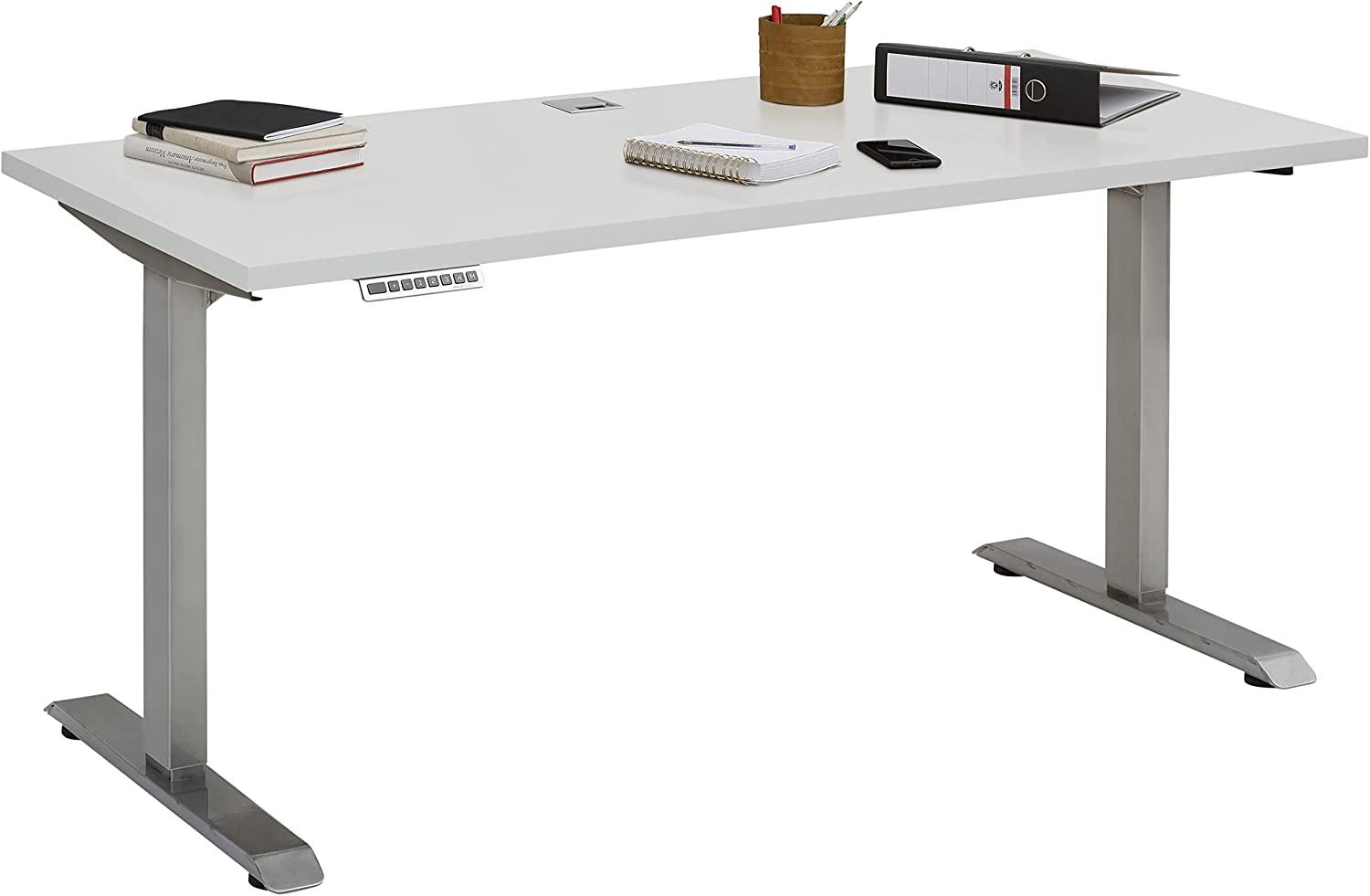 Schreibtisch >EDJUST< (BxHxT: 150x120x80 cm) Roheisen lackiert - platingrau Bild 1