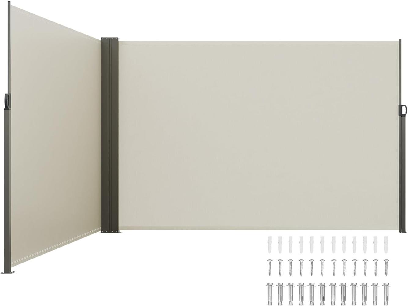 VEVOR Seitenmarkise 200 x 600 cm Seitenwandmarkise aus 180 g/m² Polyestergewebe mit PU-Beschichtung Markise einziehbarer Griff mit Federmechanismus Sichtschutz Blickschutz für Balkone Innenhöfe Beige Bild 1