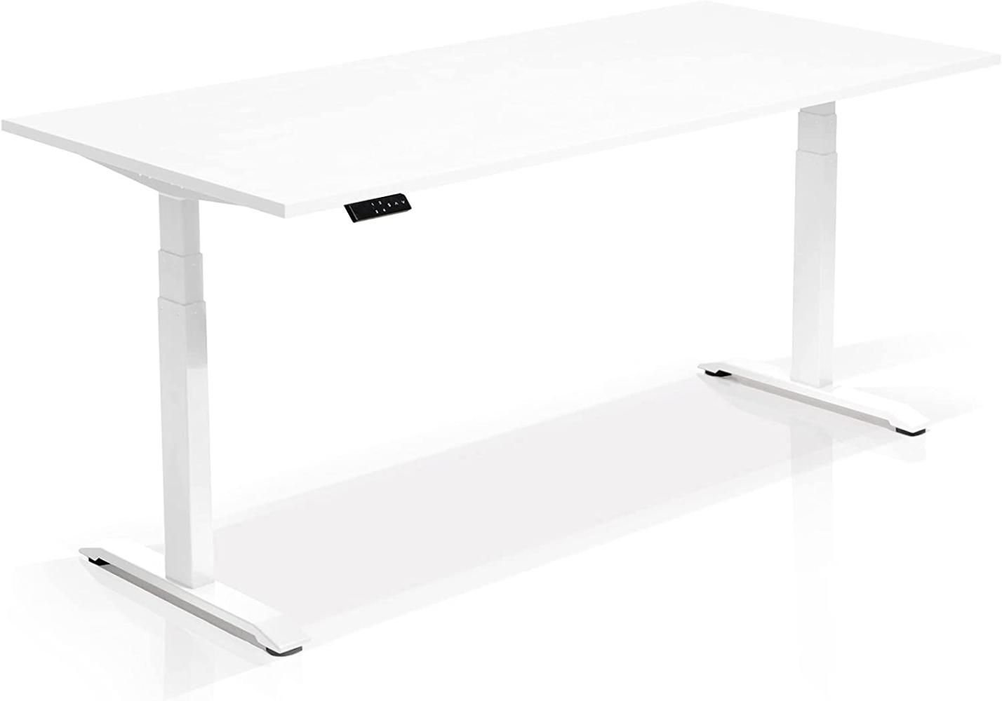 Möbel-Eins OFFICE ONE elektrisch höhenverstellbarer Schreibtisch / Stehtisch, Material Dekorspanplatte weiss 160x80 cm weiss Bild 1