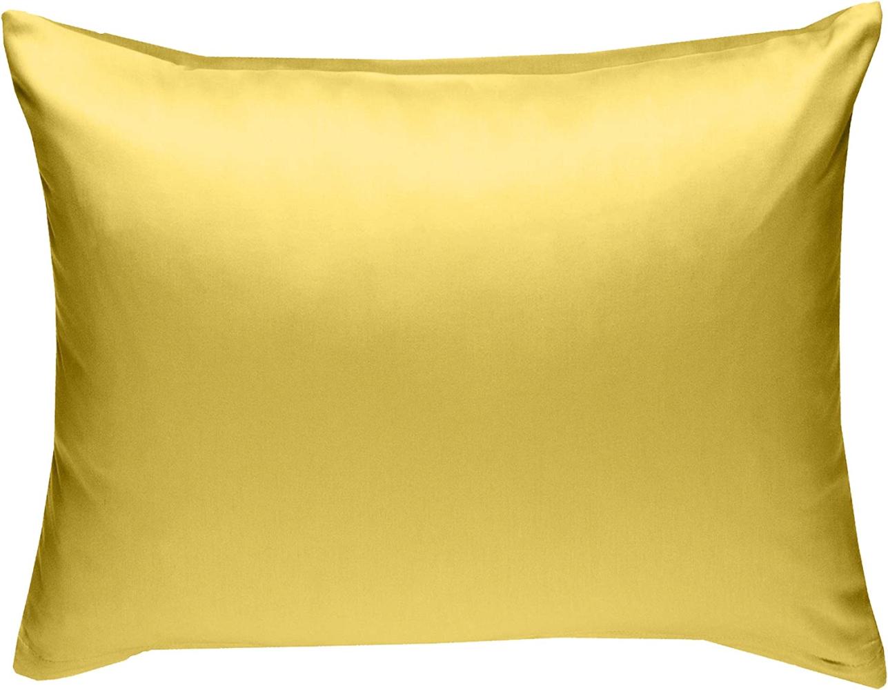 Bettwaesche-mit-Stil Mako-Satin / Baumwollsatin Bettwäsche uni / einfarbig gelb Kissenbezug 70x90 cm Bild 1