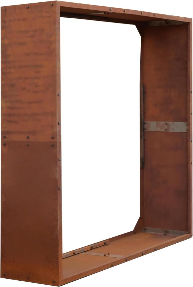 Cortenstahl Sichtschutzwand Brennholzregal 150x150x38 cm Rost Holzlager Edelrost Bild 1